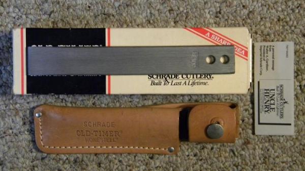 Schrade USA HS-1 Old Timer Honesteel Knife Sharpener with Leather Sheath - NIB Schrade USA HS-1 Old Timer Honesteel Knife Sharpener with Leather Sheath - NIB