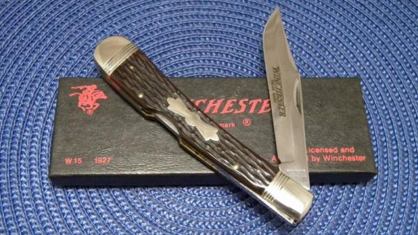Winchester Trademark USA 1988 Bone W 15 1927 Banana Lockback Knife - NIB Winchester Trademark USA 1988 Bone W 15 1927 Banana Lockback Knife - NIB