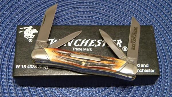 Winchester Trademark USA 1992 Stag W 15 4935 S Congress Knife - NIB Winchester Trademark USA 1992 Stag W 15 4935 S Congress Knife - NIB