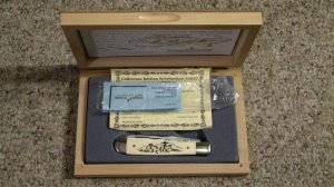 Schrade + USA 296Y Limited Edition Scrimshawed Delrin Trapper Knife - NIB