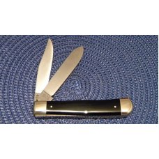 Buck Creek Solingen Germany Black KKK Trapper Knife in Wood Coffin c.1995 Buck Creek Solingen Germany Black KKK Trapper Knife in Wood Coffin c.1995