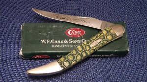 Case XX USA 2007 Olive Green Bone 610098 SS Gator Back Large Toothpick Knife - NIB