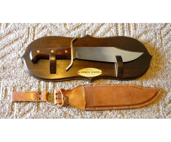 Western USA W49 "A" Wood Fixed Blade Bowie Sheath Knife with Wood