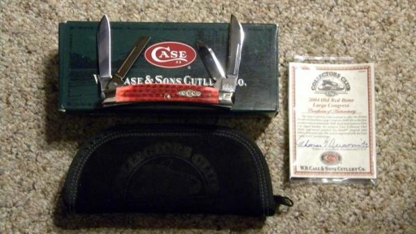 Case XX USA 2004 Old Red Bone 6488 SS Case Collectors Club Large Congress Knife - NIB Case XX USA 2004 Old Red Bone 6488 SS Case Collectors Club Large Congress Knife - NIB