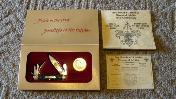 New York Knife Co. USA (Schrade) Diamond Jubilee 75th Anniversary 1910-1985 Boy Scout Knife - NIB New York Knife Co. USA (Schrade) Diamond Jubilee 75th Anniversary 1910-1985 Boy Scout Knife - NIB