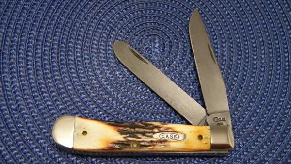 Case XX USA 6 Dot (1994) Stag 5254 D Damascus Trapper Knife