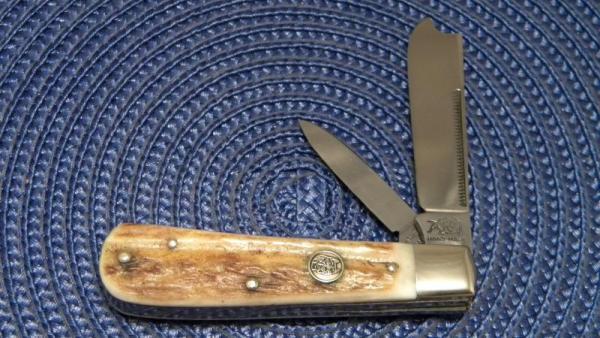 Bulldog Brand Solingen Germany 1985 Stag English Steel One Arm Razor Knife Bulldog Brand Solingen Germany 1985 Stag English Steel One Arm Razor Knife