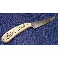 Parker Frost USA (Schrade) Model 1978-14 Deer Slayer Scrimshawed Fixed Blade Sheath Knife - NIB Parker Frost USA (Schrade) Model 1978-14 Deer Slayer Scrimshawed Fixed Blade Sheath Knife - NIB