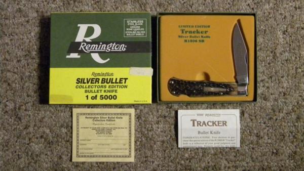 Remington UMC USA 1990 Genuine Bone R1306 Silver Bullet Tracker Lockback Knife - NIB Remington UMC USA 1990 Genuine Bone R1306 Silver Bullet Tracker Lockback Knife - NIB
