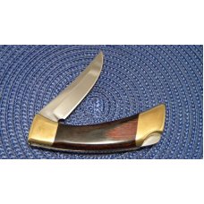Browning USA Model 40181F Folding Stalker I Brass/Wood Lockback Knife and Leather Pouch - NIB Browning USA Model 40181F Folding Stalker I Brass/Wood Lockback Knife and Leather Pouch - NIB