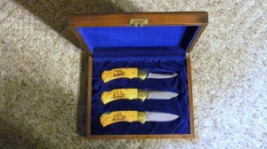 Puma Germany Stainless Micarta 715 4 Star Lockback Knife Set c.1983