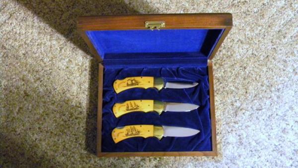 Puma Germany Stainless Micarta 715 4 Star Lockback Knife Set c.1983 Puma Germany Stainless Micarta 715 4 Star Lockback Knife Set c.1983