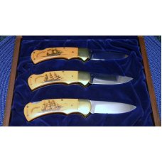 Puma Germany Stainless Micarta 715 4 Star Lockback Knife Set c.1983 Puma Germany Stainless Micarta 715 4 Star Lockback Knife Set c.1983