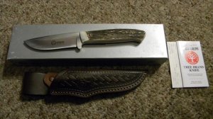 Boker Tree Brand Classic 519H Stag Fixed Blade Sheath Knife - NIB