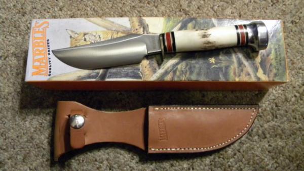 Marbles Gladstone, MI USA Stag Bison Fixed Blade Sheath Knife - NIB Marbles Gladstone, MI USA Stag Bison Fixed Blade Sheath Knife - NIB