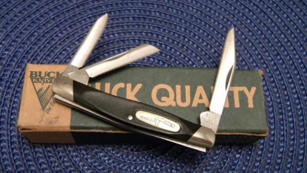 Buck 310 USA Black Saw Cut Delrin Whittler Knife c.1999 - NIB