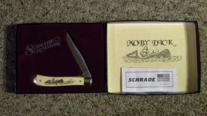 Schrade + USA SC503 Moby Dick Scrimshawed Slimline Trapper Linerlock Knife - NIB