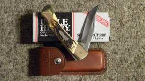 Uncle Henry Schrade + LB8 USA Staglon Papa Bear Folding Lockback Knife - NIB