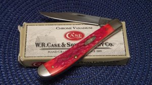 Case XX USA 2008 Dark Red Bone 61048 CV Slimline Trapper Knife - NIB