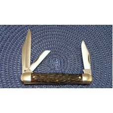 Schrade Walden NY USA 863 Peach Seed Bone KON-KAV Stockman Knife c.1950's Schrade Walden NY USA 863 Peach Seed Bone KON-KAV Stockman Knife c.1950's