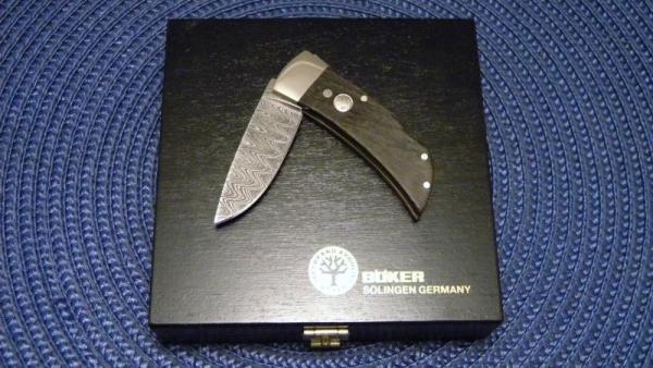 Boker Solingen Germany Bog Oak Damascus Lockback Knife - NIB Boker Solingen Germany Bog Oak Damascus Lockback Knife - NIB
