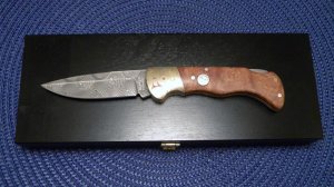 Boker Solingen Germany Goldfield Wood Mokume Damascus Lockback Knife - NIB