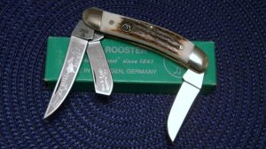 Hen & Rooster Bertram Cutlery Solingen Germany Stag 283-DS Bull Rider Stockman Knife - NIB