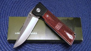 Lone Wolf Knives USA 45 Folder Wood Linerlock Knife - NIB
