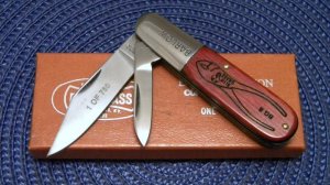 John Primble Belknap USA Wood BG-8 Barlow Knife 8Th Edition Blue Grass Commemorative- NIB