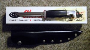 Case XX Stainless USA 1965-69 Black Composition #200 Cherokee Fixed Blade Sheath Knife - NIB