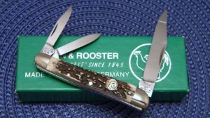 Hen & Rooster Solingen Germany Bertram Cutlery Stag 203-DS Whittler Knife - NIB