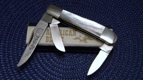 American Blade Chatt. TN. (Parker) Japan Black Pearl 689-3 Stockman Knife c.1984 - NIB