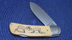Schrade + USA SC504 Scrimshawed Micarta Big Lockback Knife