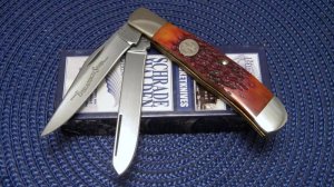 Schrade Walden USA (Taylor Cutlery) Amber Bone SWAJB54 Everlastingly Sharp Trapper Knife - NIB