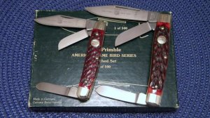 John Primble American Game Bird Series Set Bone 403B & 404B Stockman Knives - NIB