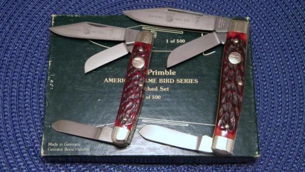 John Primble American Game Bird Series Set Bone 403B & 404B Stockman Knives - NIB John Primble American Game Bird Series Set Bone 403B & 404B Stockman Knives - NIB