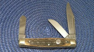 C. Risner Indian Head Solingen Germany Bone Stockman Knife