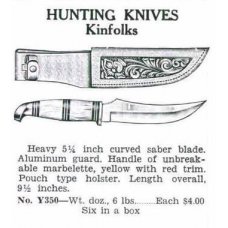 Kinfolks USA Y350 Yellow Marbelette w/Red Trim Fixed Blade Sheath Knife
