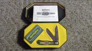 Remington 1992 R1123-A Bullet Trapper Tenth Anniversary Knife in Presentation Tin - Mint