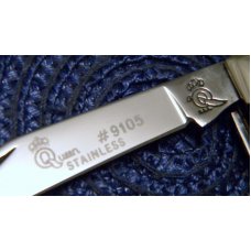 Queen Stainless USA #9105 Delrin "Q" Dagger Tang Stamp Etched Stockman Knife c.1984-1990 - NIB Queen Stainless USA #9105 Delrin "Q" Dagger Tang Stamp Etched Stockman Knife c.1984-1990 - NIB