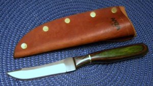 Anza Knives Custom Made from a File Model 204 Wood Fixed Blade Sheath Knife c.1999