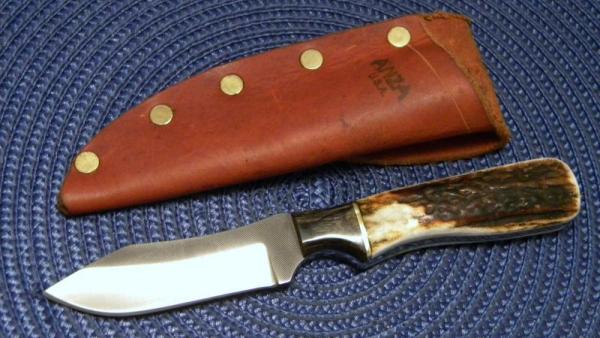 Anza Knives Custom Made from a File Model F3 S Stag Fixed Blade Sheath Knife c.2000 Anza Knives Custom Made from a File Model F3 S Stag Fixed Blade Sheath Knife c.2000