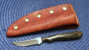 Anza Knives Custom Made from a File Model F-1 Wood Bird & Rabbit Fixed Blade Sheath Knife c.2002