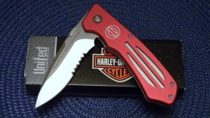 United Cutlery Solingen Germany HD40 1999 H-D Red Thunder II Linerlock Harley Davidson Knife - NIB