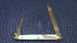 E Bruckmann Solingen Germany Pearl 2 Blade Fob or Pen Knife - C. 1891-1956