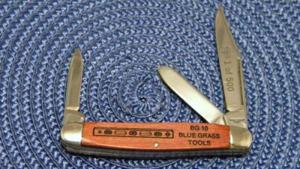 Blue Grass USA Wood BG-10 Stockman Knife 10Th Edition Blue Grass Commemorative Blue Grass USA Wood BG-10 Stockman Knife 10Th Edition Blue Grass Commemorative