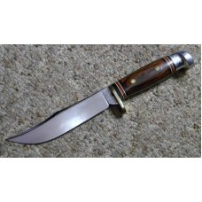 Western USA W36 D Wood Fixed Blade Sheath Knife c.1980 Western USA W36 D Wood Fixed Blade Sheath Knife c.1980