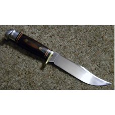 Western USA W36 D Wood Fixed Blade Sheath Knife c.1980 Western USA W36 D Wood Fixed Blade Sheath Knife c.1980