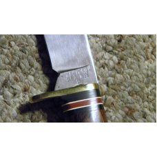 Western USA W36 D Wood Fixed Blade Sheath Knife c.1980 Western USA W36 D Wood Fixed Blade Sheath Knife c.1980