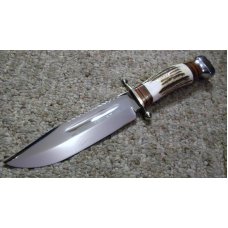 Linder Solingen Germany INOX Stag Big Western Fixed Blade Sheath Knife Linder Solingen Germany INOX Stag Big Western Fixed Blade Sheath Knife